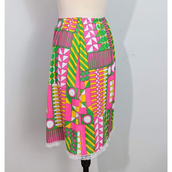 Accentuette Pink/Green/Yellow/White Mod Print Half Slip - Picture 3 of 8